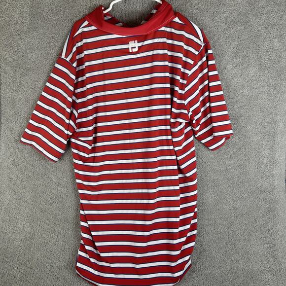 FootJoy Polo Shirt Mens Extra Large Red White Blue Striped Golf Athletic Fit - Picture 7 of 9